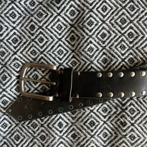 Men's Black Studded Leather Belt